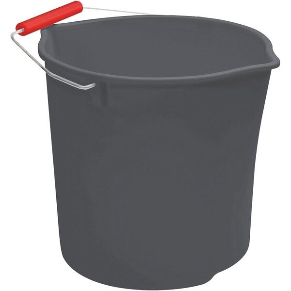 Rubbermaid Quickie Bucket, 11 qt Capacity, Plastic, Gray 2077957 Zoro